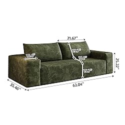 63" Cloud Loveseat Boneless Sofa Couch in a Box, No