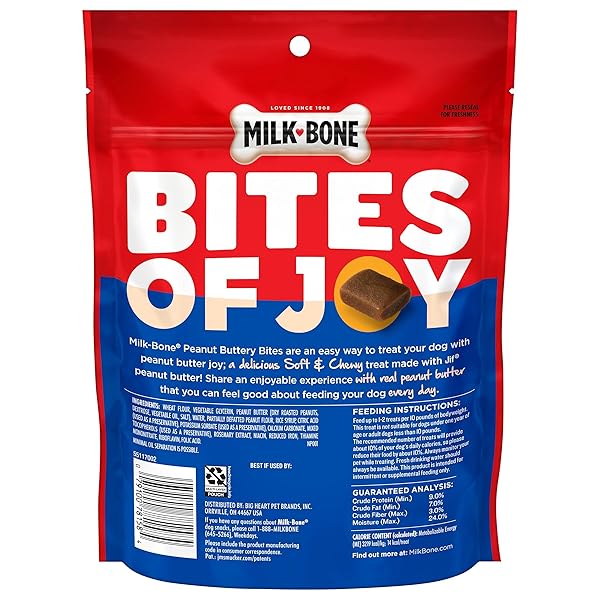 MILK-BONE PEANUT BUTTERY BITES SOFT DOG TREATS WITH JIF PEANUT BUTTER, 11.8 OUNCE BAG