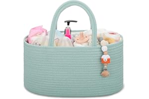 COMSE Baby Diaper Caddy Organizer, Diaper Basket, Baby Car Organizer, Diaper Change Organizer, Portable Tote Bag with Divider, Baby Shower Gifts Newborn Essentials Registry Must Have, Light Green