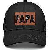 Dad Papa Leather Patch Trucker Hat Father's Day Birthday Gifts from Daughter Wife Son Friends for Men