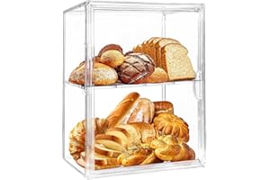 Gifhomfix Bakery Display Case 15.7x11.8x9.8inch Clear Bread Box Adjustable Countertop Bread Keeper Pastry Display Case with Magnetic Door Homemade Bread Storage Container for Muffin Donut and Cookies
