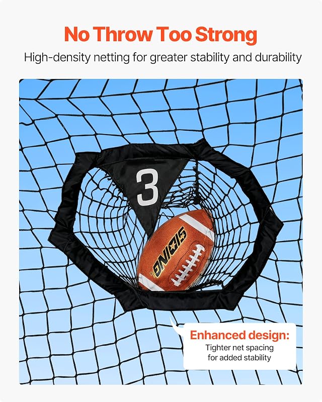Rete da Allenamento Portatile Rete Rimbalzo per Calcio Rugby Baseball 274 x 106 x 243 cm con 6 Tasche per Bersagli, Borsa Portaoggetti Portatile e Cinghie, Allenamento con Bersaglio, Nero