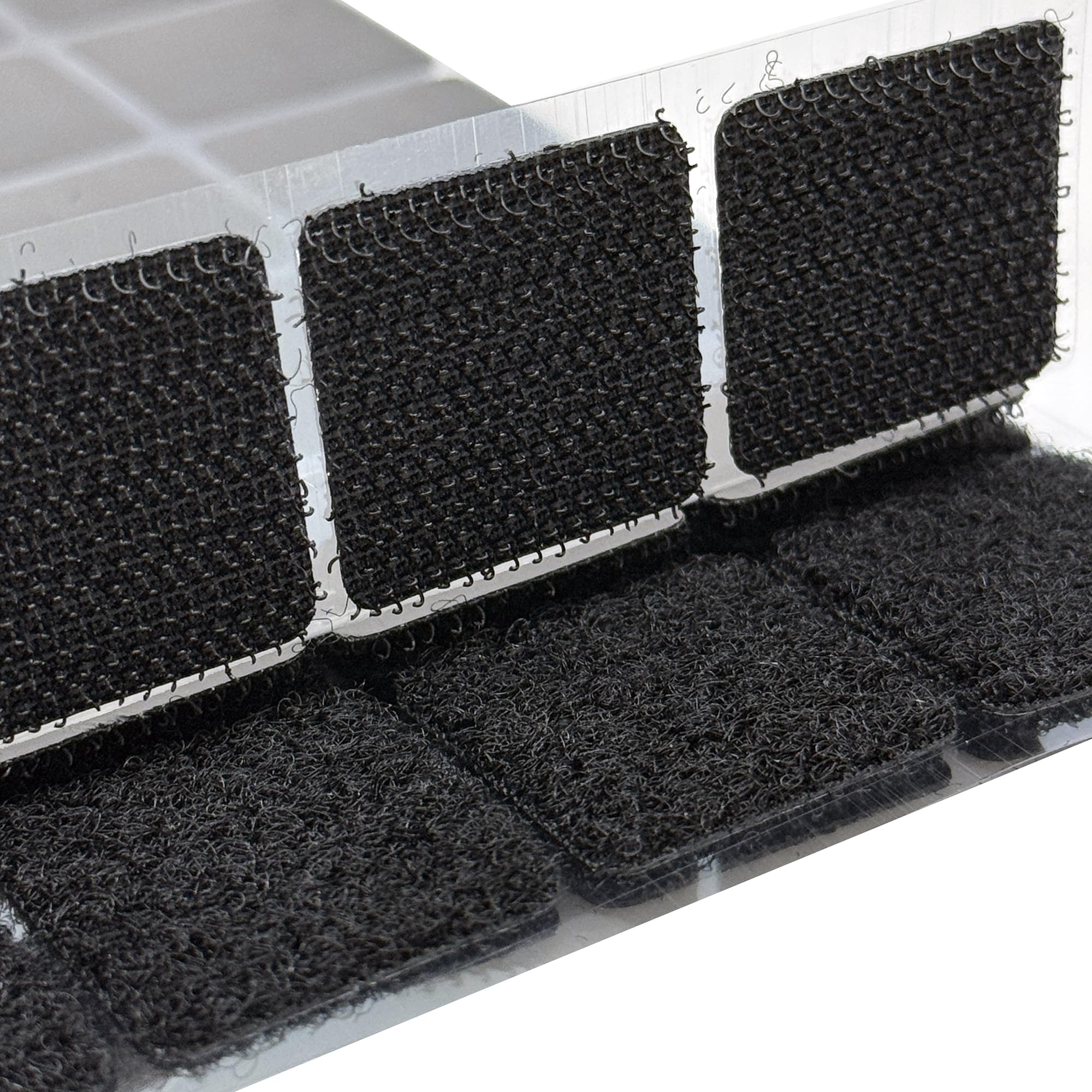 Photo 1 of (1x1 Inch, 48 Set Squares) Strips with Adhesive for Fabric, No Sew Stick On for Fabric, Sticky Back for Clothes, Curtains - Heavy Duty Double Sided Hook and Loop Hem Tape Fasteners, No Sewing, Black