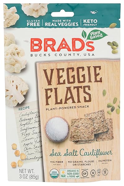 BRAD’S RAW ORGANIC SEA SALT CAULIFLOWER VEGGIE FLATS, 3 OZ