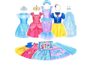 Jeowoqao Princess Dress Up Princess Dress for Girls, Dress up Clothes Little Girl Princess Pretent Play Costume Christmas Birthday Gift for Toddler Girls Age 3-6 Years