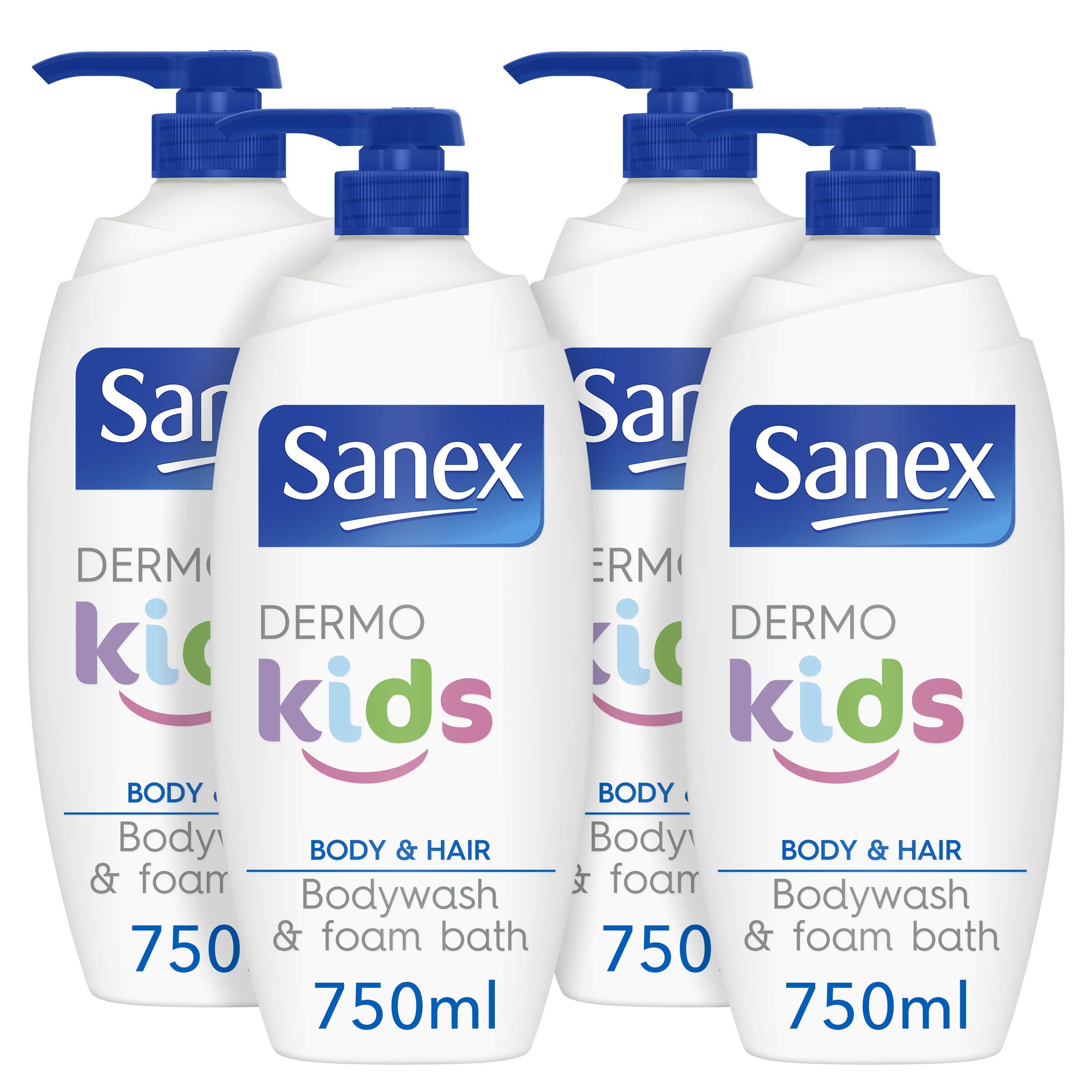 Sanex BiomeProtect Kids Head to Toe Wash, 4 x 750ml