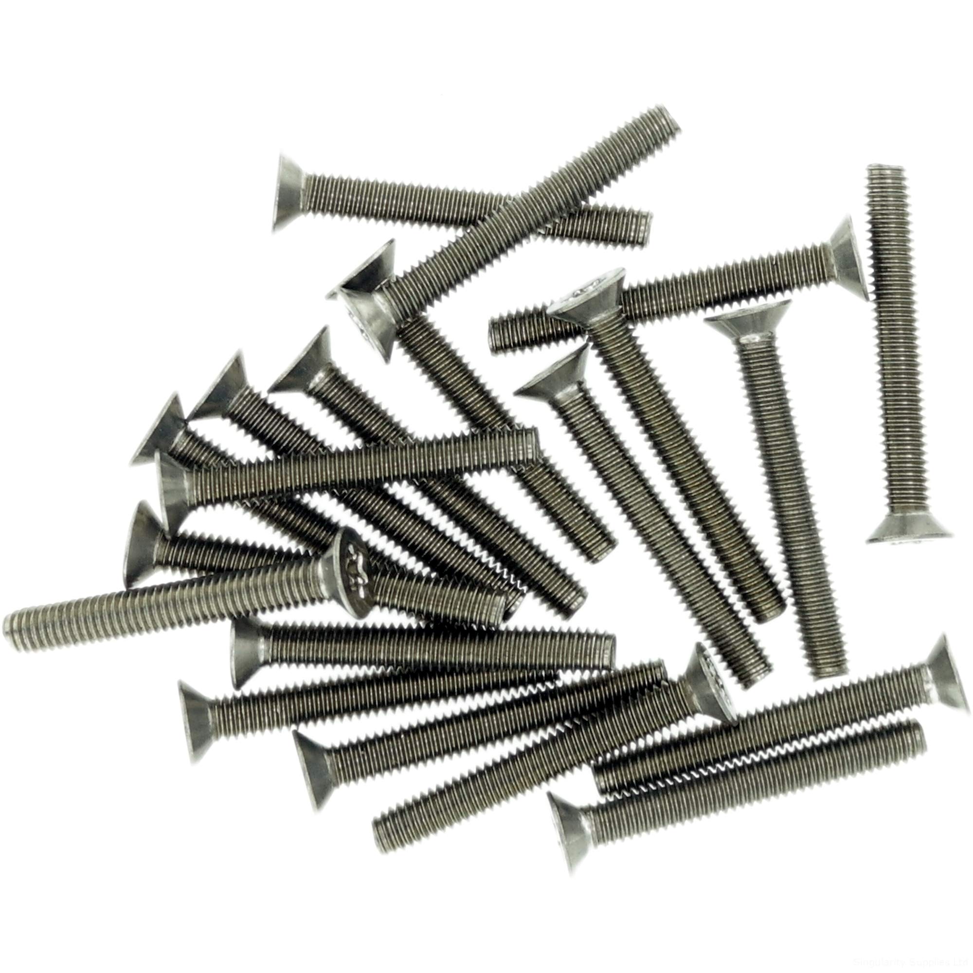 M2.5 (2.5mm x 10mm) TX Socket Countersunk Thread Rolling Screw - Stainless Steel (A2) (Pack of 20)