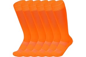 American Trend Girls Softball Socks 6 Pairs Baseball Softball Socks for Girls Youth Knee High Soccer Socks