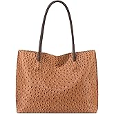 Milan Chiva Tote Bag for Women with Zipper Large Ostrich Vegan Leather Shoulder Purses and Handbags