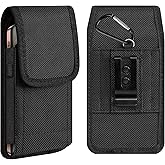 Kakulan Heavy Duty Nylon Phone Holster with Belt Clip, Fits iPhone 17/16/15/14 Pro Max & Samsung Galaxy S25+/S24+/S23+, Case-Friendly Rugged Cell Phone Pouch for Men, Black