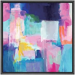 SIGNWIN Framed Canvas Wall Art White, Pink, Yellow,...