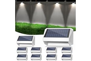 LANSOW Solar Fence Lights 10 Pack, Cool ，Warm and White, Solar Deck Lights Outdoor Waterproof, Dusk to Dawn Solar Powered Decor for Outside, Step, Yard, Patio, Wall, Stair