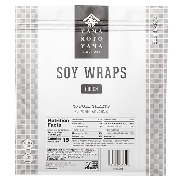 YAMAMOTOYAMA SUSHI SOY WRAPPER, SPINACH GREEN, 80 GRAMS, 20 COUNT (PACK OF 1)