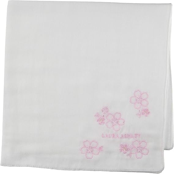 Amazon ローラ アシュレイ レディース サクラ柄 さくら Sakura ガーゼ ハンカチ a ホワイト 日本 43cmx43cm Free サイズ ハンカチ バンダナ 通販