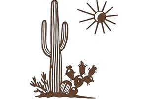 YATEASLU Cactus Wall Art with Sun, Desert Southwest Metal Wall Decor Set - Cactus Wall Decor for Patio, Garden, Living Room, 