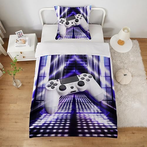 HOMHOMHA Single Duvet Cover Set Kids Gamer Bedding Single Bedding Set For Boys Quilt Cover 135X200 cm and 1 Pillowcase 50x75cm