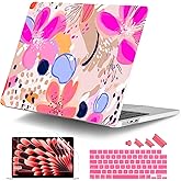 DONGKE Compatible with M4 MacBook Air 15 inch Case 2025 2024 2023 A3241 A3114 A2941 M3 M2 Liquid Retina Display Touch ID, Plastic Hard Case & Keyboard Skin & Screen Protector - Floral Artistic