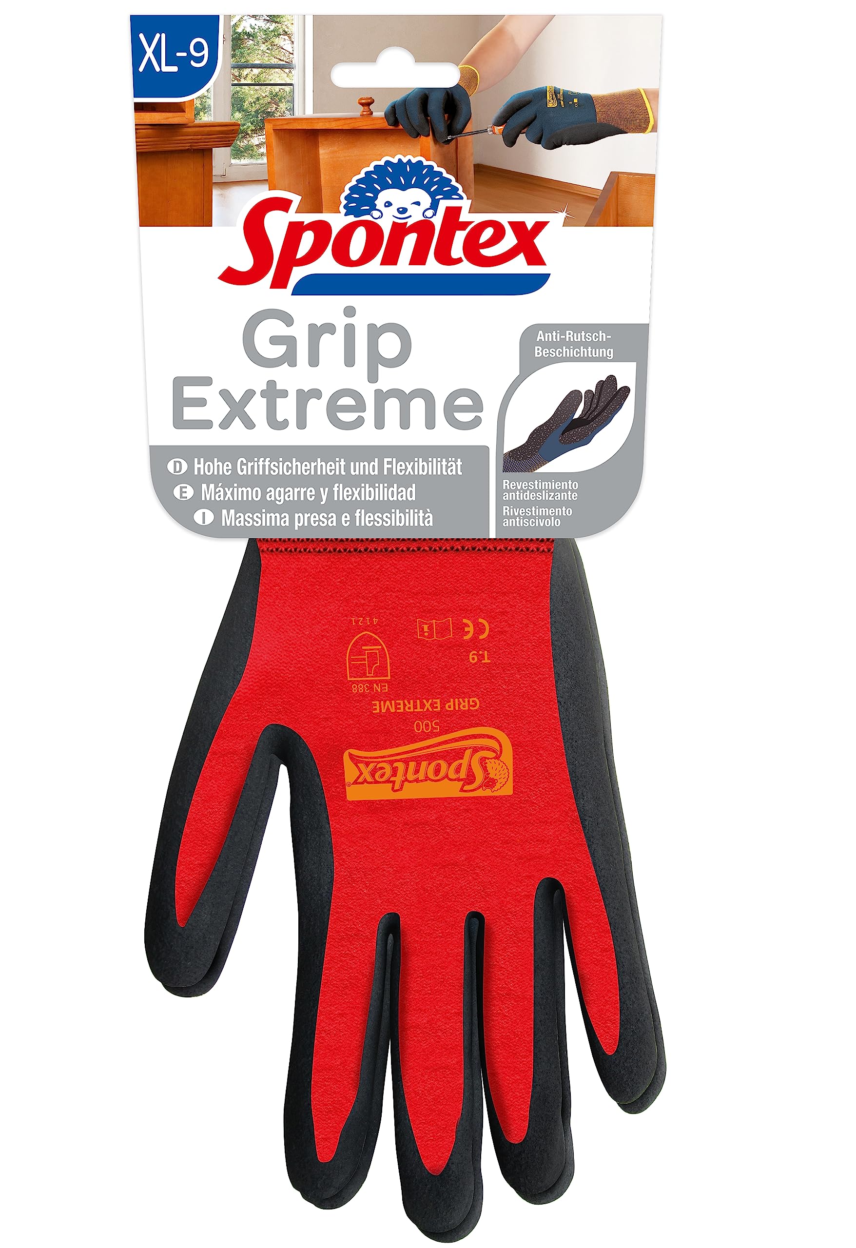 Spontex Grip Extreme Nitrile Foam Work Gloves - EN 388 - Lightweight Flexible - Colour Not Selectable - X-Large - 1 Pair
