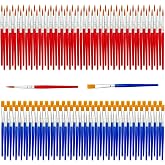 122 Pcs Bulk Art Paint Brushes, 61 Blue Flat & 61 Red Pointed Nylon Brushes | 122pcs Value Bulk Pack, 61 Flat + 61 Pointed Br