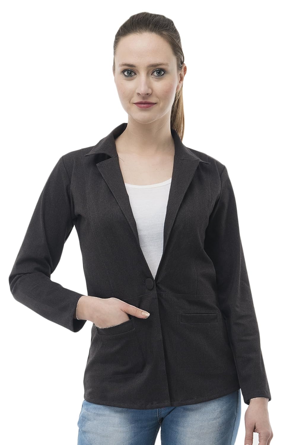 ambrosial women single breasted formal blazer