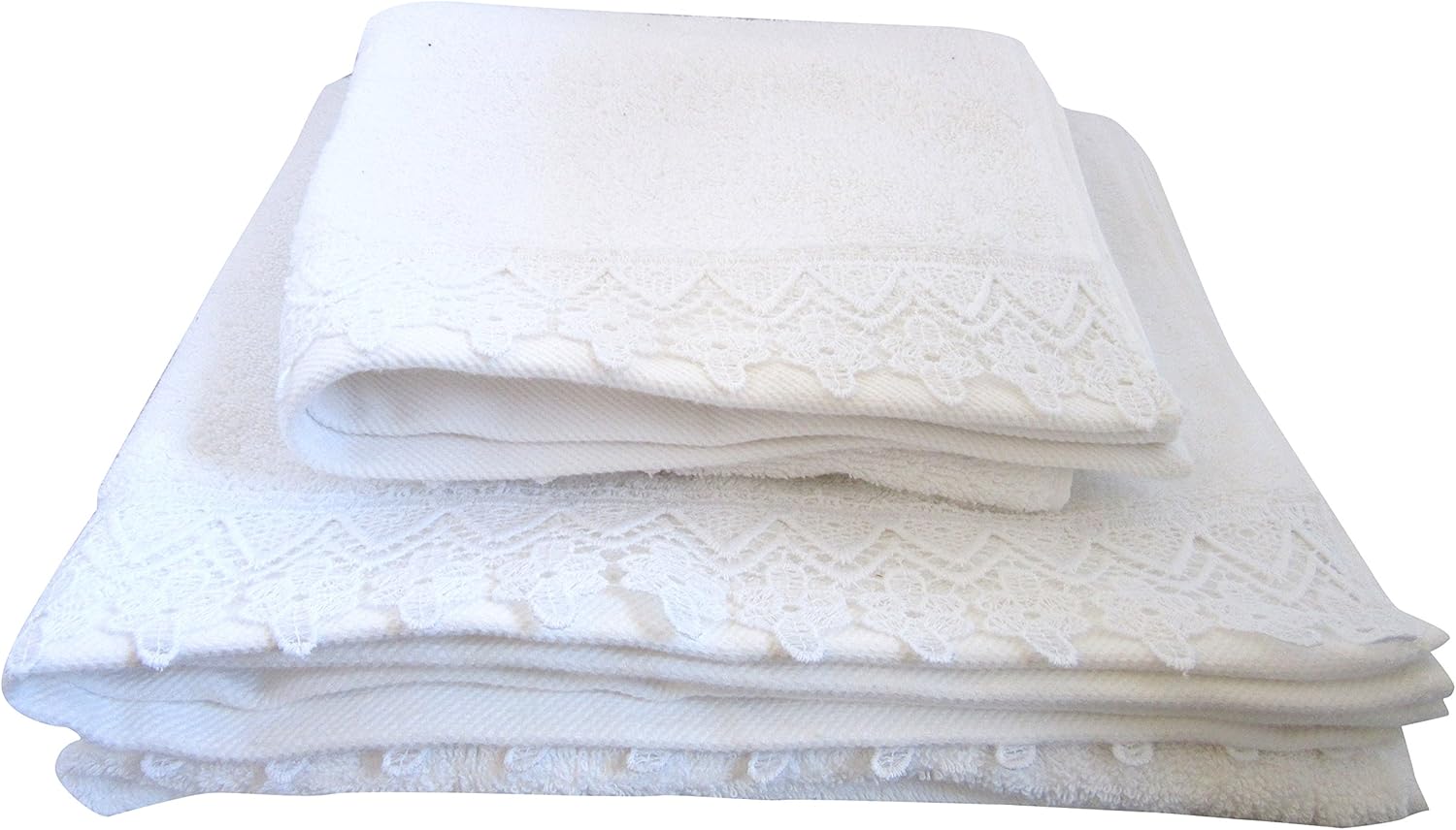 Lace Edged Towels 100 Cotton 550GSM Embroidered With Floral Design