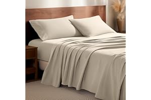 Bare Home Flannel Sheet Set 100% Cotton, Velvety Soft Heavyweight - Double Brushed Flannel - Deep Pocket (Split King, Sand)