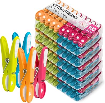 Caraselle Clothes Pegs 100 Pcs Non Slip Heavy Duty Plastic Laundry Pegs