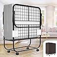Unikito Folding Bed with Mattress for Adults, Portable Rollaway Guest Bed, Cot Size Foldable Bed with 5 Inch Memory Foam Mattress and Metal Frame, Roll Away Bed Storage Cover Included, 75 x 31 Inch