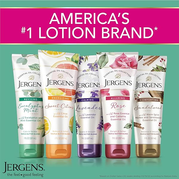 JERGENS LAVENDER BODY BUTTER HAND AND BODY LOTION, MOISTURIZER FOR WOMEN, WITH ESSENTIAL OILS FOR INDULGENT MOISTURIZATION, 7 OZ
