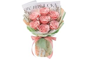 Flomoon Soap Flower Bouquet 7-Piece Roses Bouquet Scented Soap Roses Gift for Wife Mother Valentines Day Mothers Day Anniversary Birthday (7Soaproses-peach)
