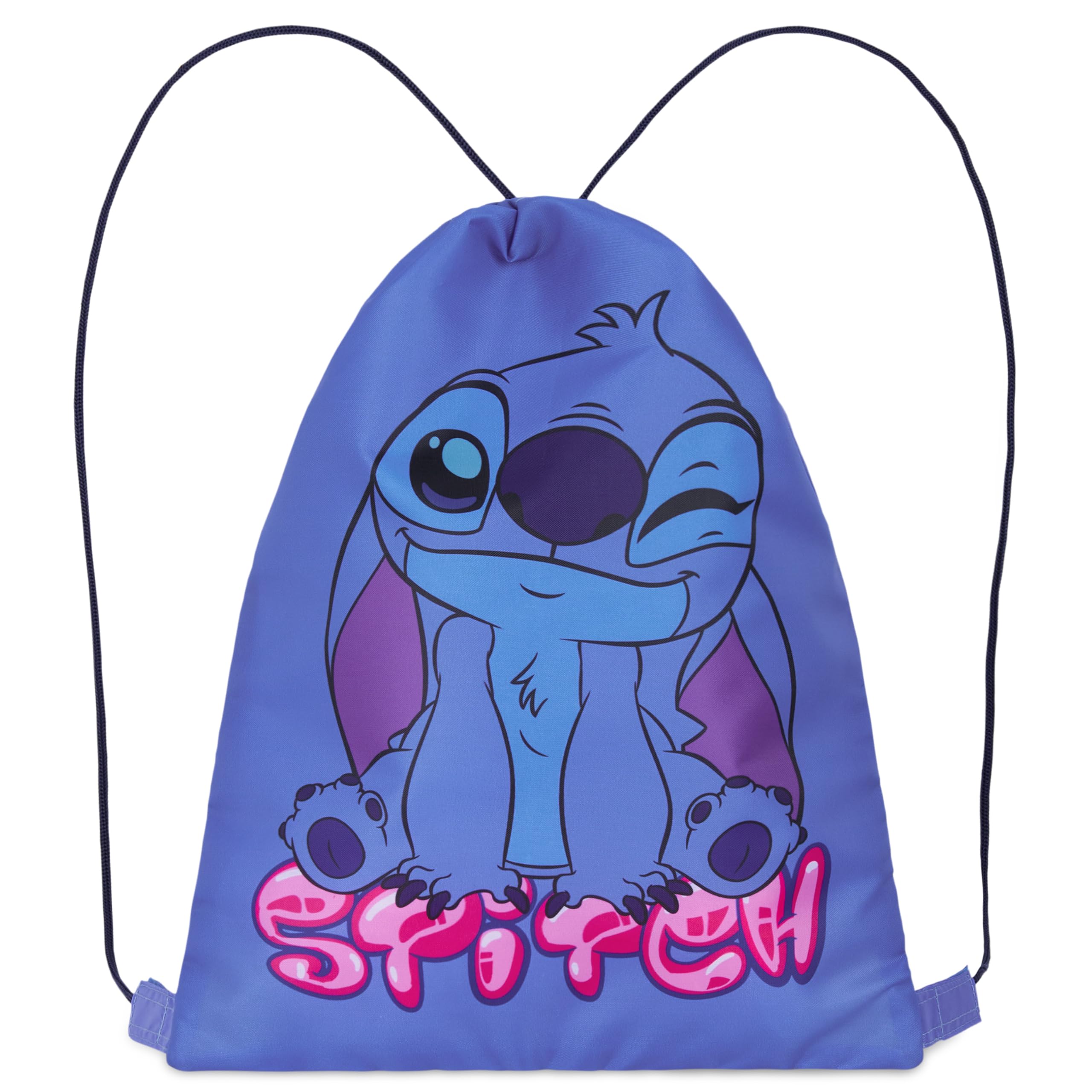 Disney Stitch Drawstring Bags for Kids Swimming Bag Spiderman String Backpack School PE Kit Travel Beach Holiday Sports Gym (Blue Stitch)
