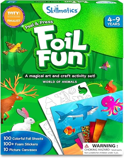 Skillmatics Foil Fun Animals - No Mess Art Craft Kit for Kids 4-9