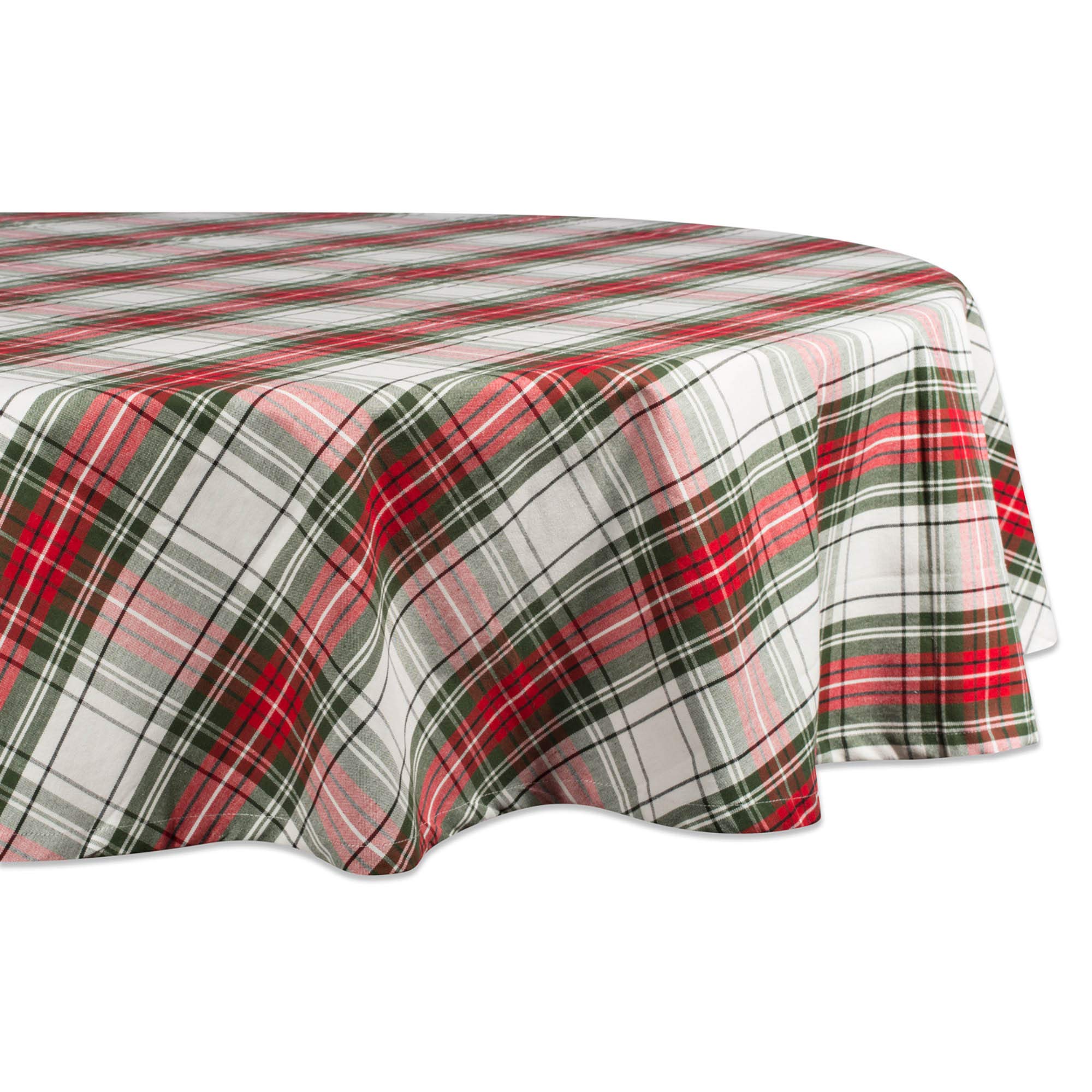 DII Holiday Dining Table & Kitchen Décor, Cotton, Red, Green & White, Christmas Tablecloth, 70" Round
