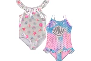 BMAGICAL Kids Girls 2 Pack Bathing Suit, Childrens Printed Beach Swimwear