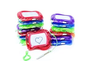 4E's Novelty Mini Drawing Board for Kids (Pack of 24) Bulk Backpack Keychain Clip Drawing Boards, Erasable Doodle Sketch and 