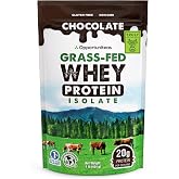 Opportuniteas Chocolate Grass Fed Whey Protein Isolate Powder, 1 lb | Organic dark cacao and cane sugar, Nearly zero lactose, No stevia, Hormone-Free, Non GMO, Cold-pressed, Heavy-Metal Tested