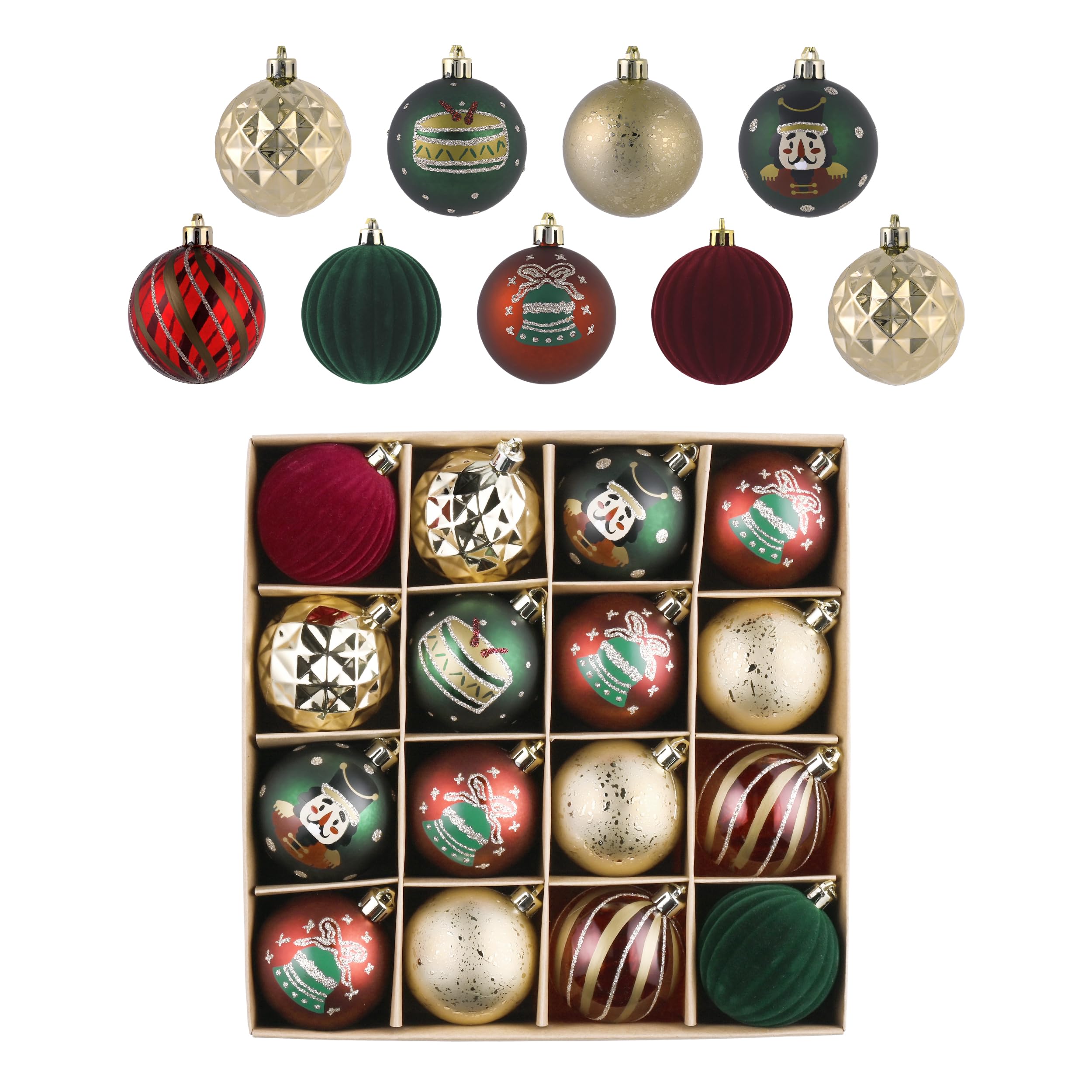 Valery Madelyn Christmas Tree Decorations Baubles, Red Gold and Green Baubles for Christmas Decorations,16pcs 6cm Red Green Gold Shatterproof Ball Ornaments for Tree, Hanging Gifts â image 1