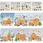Cholemy 72 Pcs Make a Gingerbread House Stickers Kit Christmas Crafts DIY Make Your Own Gingerbread House Xmas Activities Party Treats Goodie Bag Filler