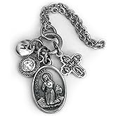 St. Bernadette Necklace, Keychain or Clip, Patron Saint Confirmation Gift, Birthstone Crystal and Initial Charm