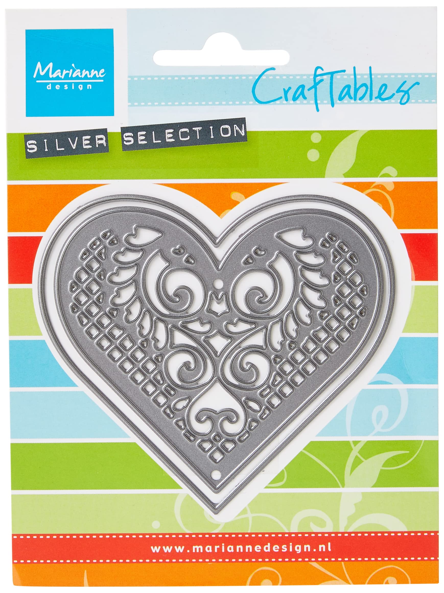 Marianne Design Craftables Lace Heart Die, Metal, Grey, 13.7 x 10.4 x 0.2 cm