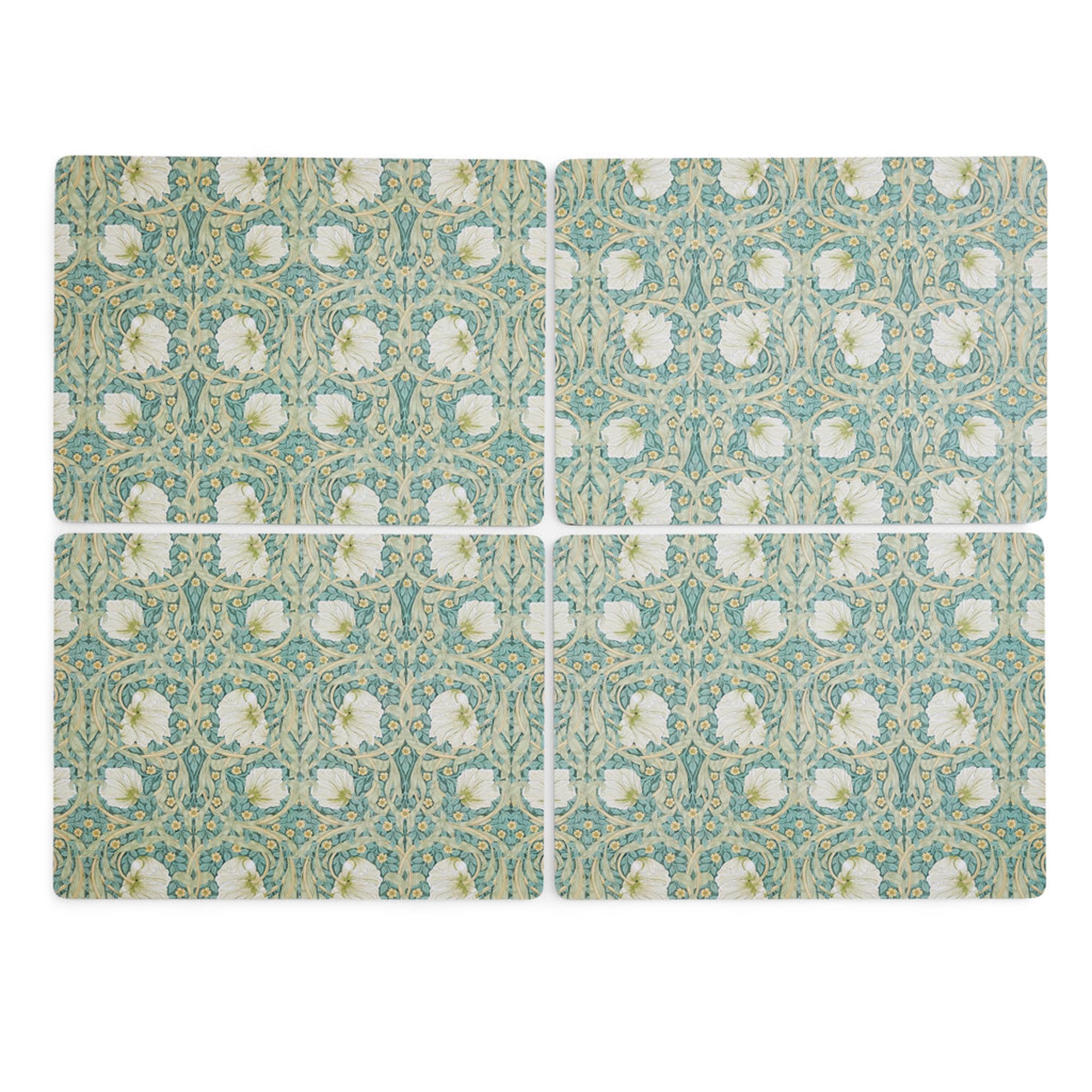 Photo 1 of Pimpernel Morris & Co Privat Collection Placemats | Set of 4 | Heat Resistant Mats | Cork-Backed Board | Hard Placemat Set for Dining Table | Daffodil Privat Motif | Measures 15.7” x 11.7”