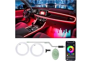 LATAMIL Car Led Strip Lights, Interior Car Lights, App Control Ambient Lighting Kit With RGB 16 Million Colors Fiber Optics&Music Sync Rhythm, USB Neon Light Accessories for Center Console&Dashboard, Upgraded