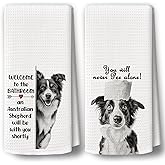 BCUANGD Dog Kitchen Towels Decor Set of 2 - Funny Australian Shepherd Hand Tea Towels, Retro Puppy Dog Mom Gifts for Women Christmas Dish Towel Dishcloths Decorations for Home Bathroom, 16"x24"