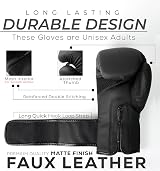 Islero Fitness Kids Boxing Gloves 6 OZ Matte Black Unisex Training view 3