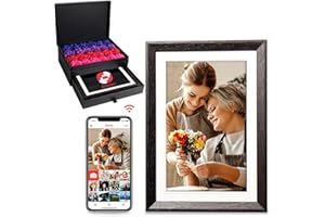 Frameo 10.1 Inch WiFi Digital Picture Frame, Jazeyeah Smart Electronic Cloud Digital Photo Frame, 24 Carnation Flowers, Birthday Gift for Mom and Women