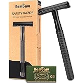 Bambaw Safety Razor for Men with 5 Blades, Double Edge Safety Razors for Men, Sustainable Single Blade Razor, Zero Waste Meta