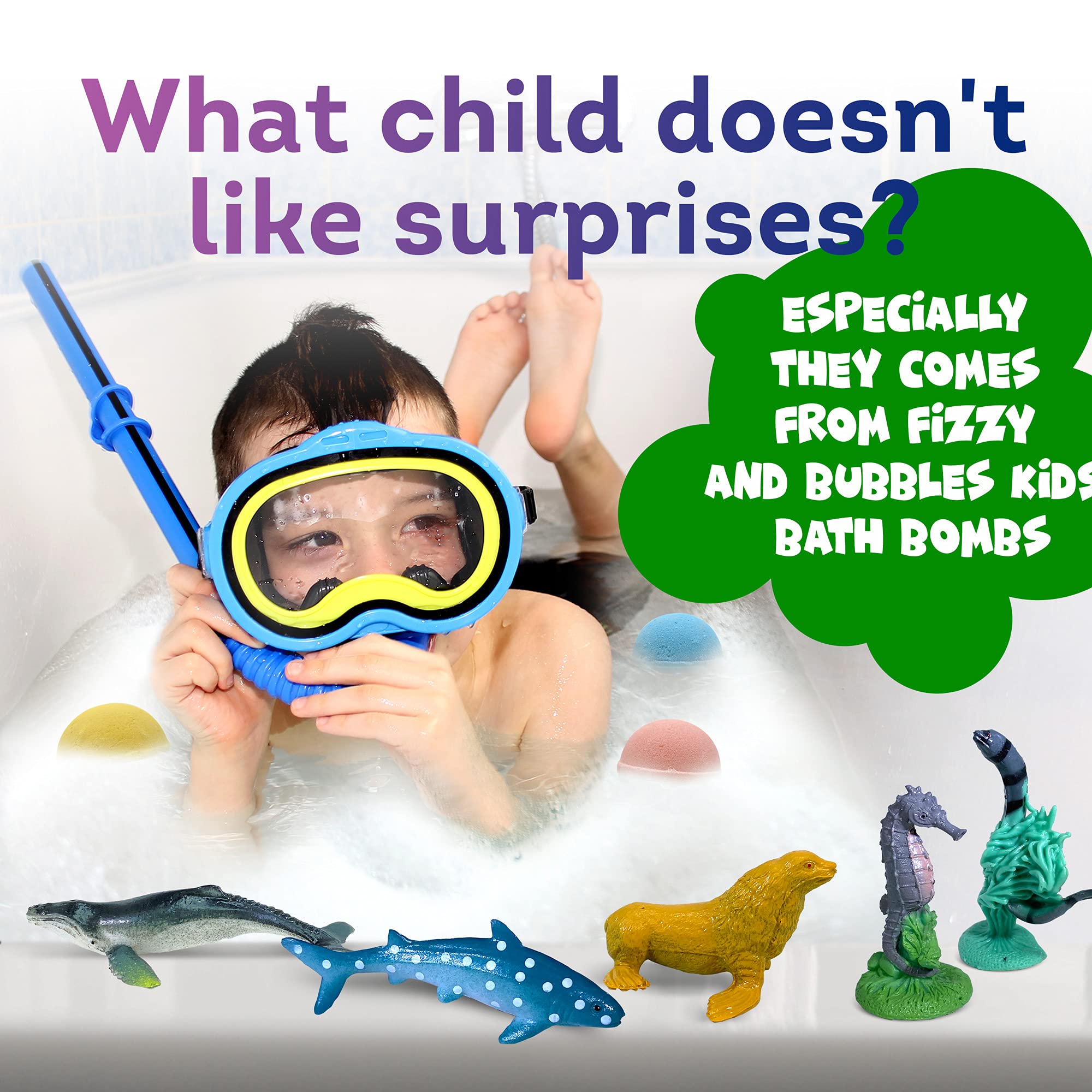 Made in USA Bath Bombs for Kids Surprise Toys Inside SEA Animals - 36 Ocean Toys Like Shark or Jellyfish | Natural Safe Bath Bombs Gift Set for Girls & Boys - Multicolored Organic Bubble Bath