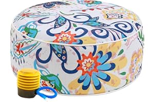 UPWELL Waterproof Inflatable Outdoor Ottoman Pouf,Portable Patio Footrest, Durable & Stylish, Perfect for Garden, Pool, Camping & Home Use - D20 xH9（ZenBase）