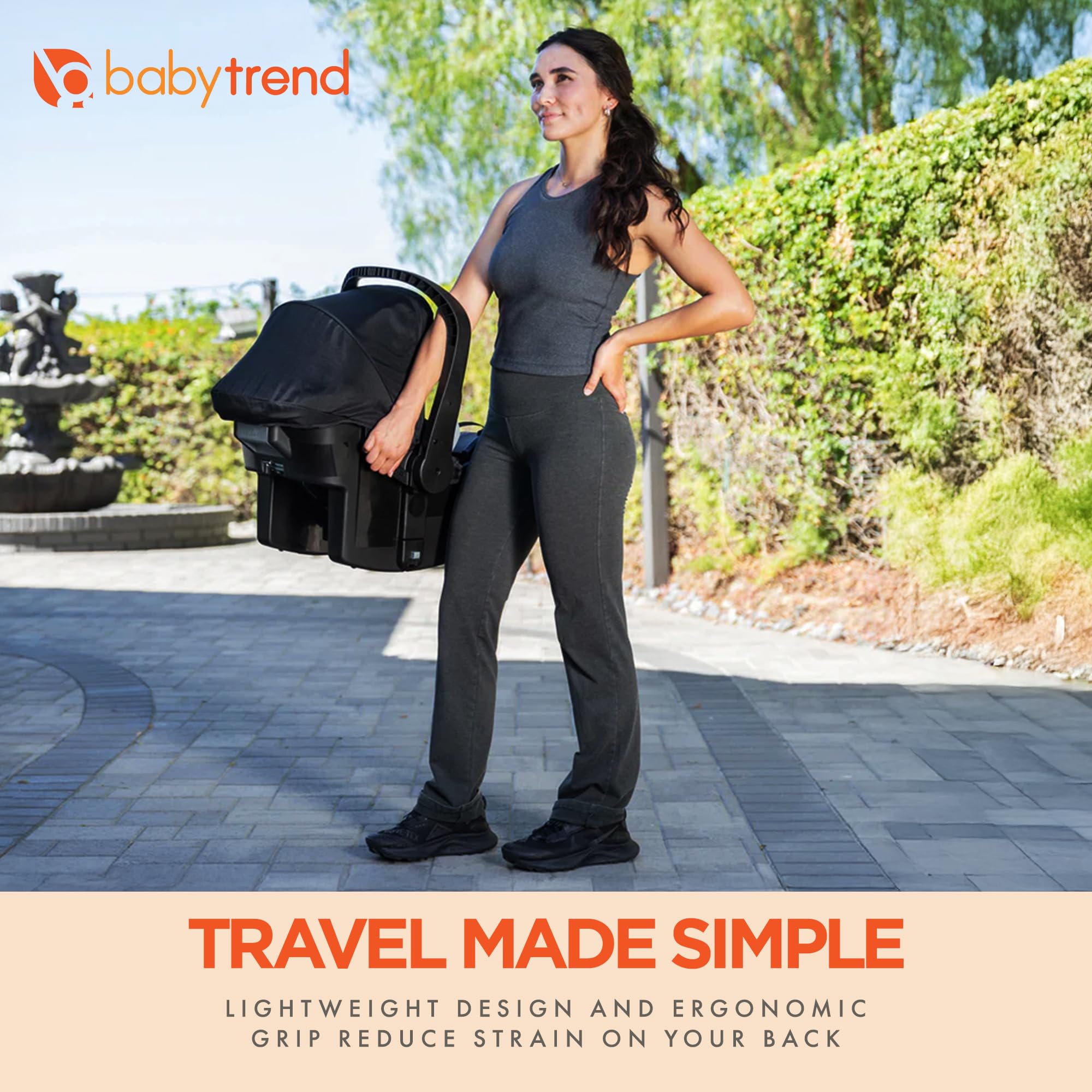 Baby Trend EZ Lift 35 Plus Ergonomic Lightweight Rear Facing Infant Car Seat with Multi Position Base and Cozy Cover, Stormy Gray/Black