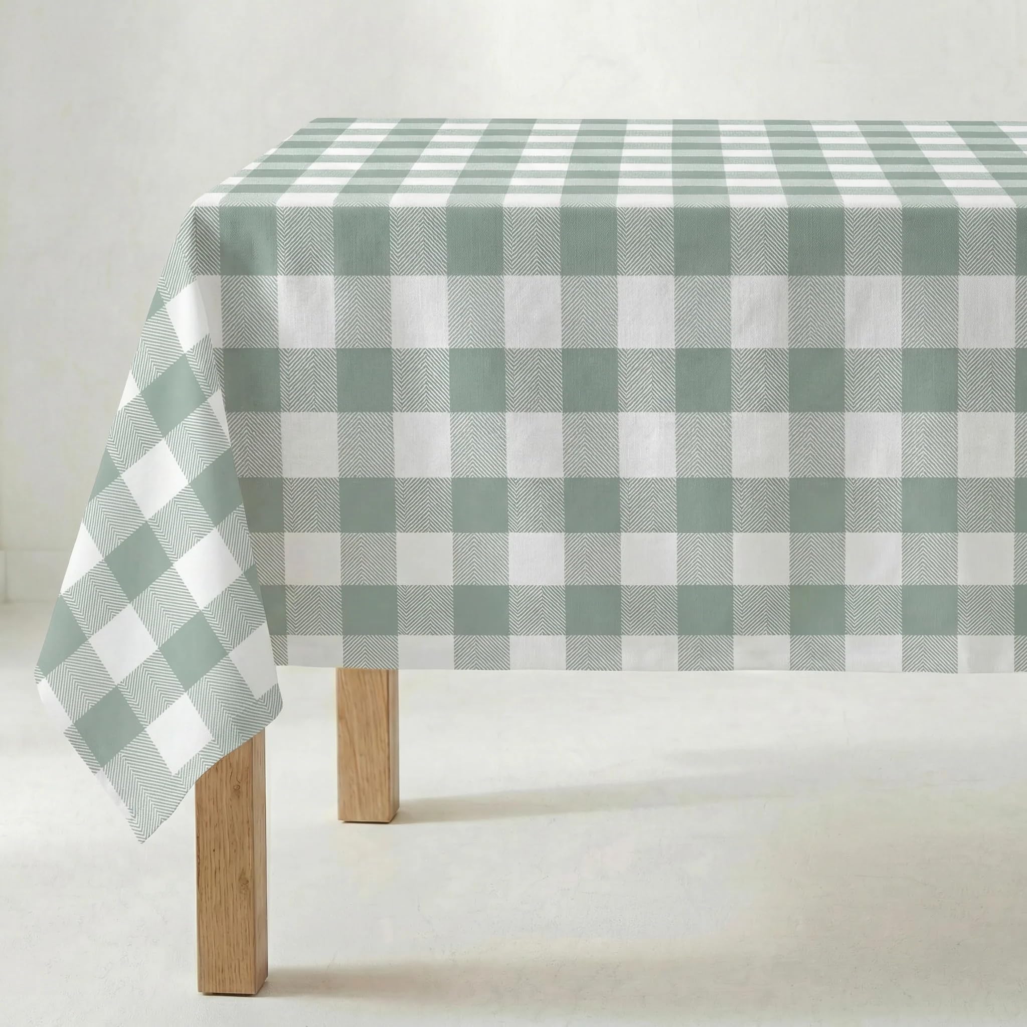 BELUM | Resinated Tablecloth Stain Resistant Paintings 0120-104, Tablecloth Plaid Vichy size; 250x140 cm, Tablecloth Anti Stain NO Rubber, Tablecloth Vichy Mint, Tablecloth Fabric 100% organic cotton